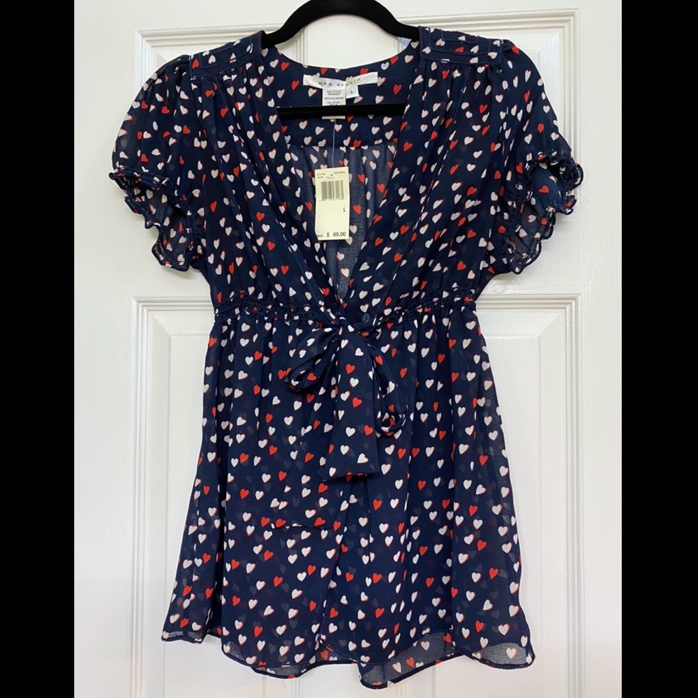 NWT Max Studio Empire Babydoll Top L
